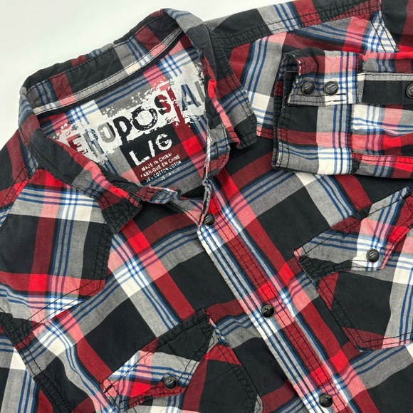 Aeropostale Other - Aeropostale Mens Plaid Shirt Western Pearl Snap L/G Large Red Black